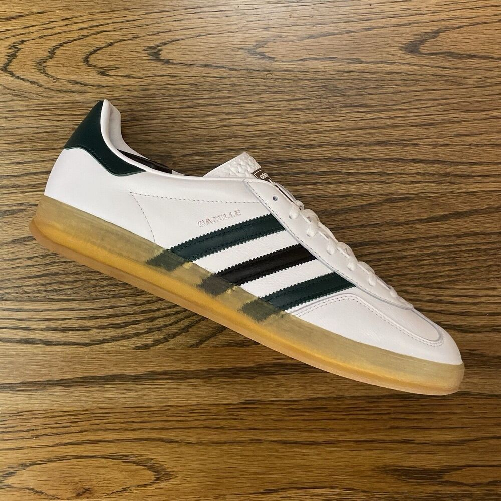 adidas Originals Gazelle Indoor White Collegiate Green Gum Mens Casual Sizes NEW
